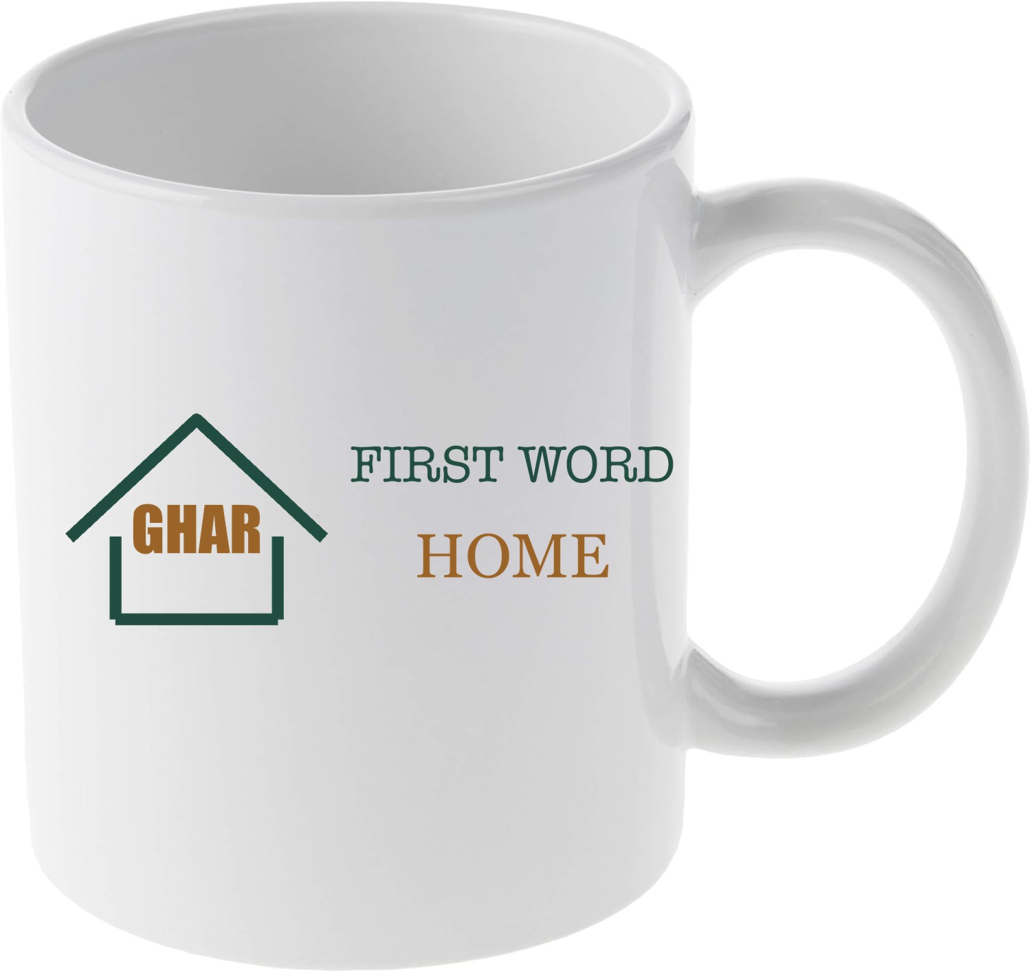 First Word Ghar mug mockup