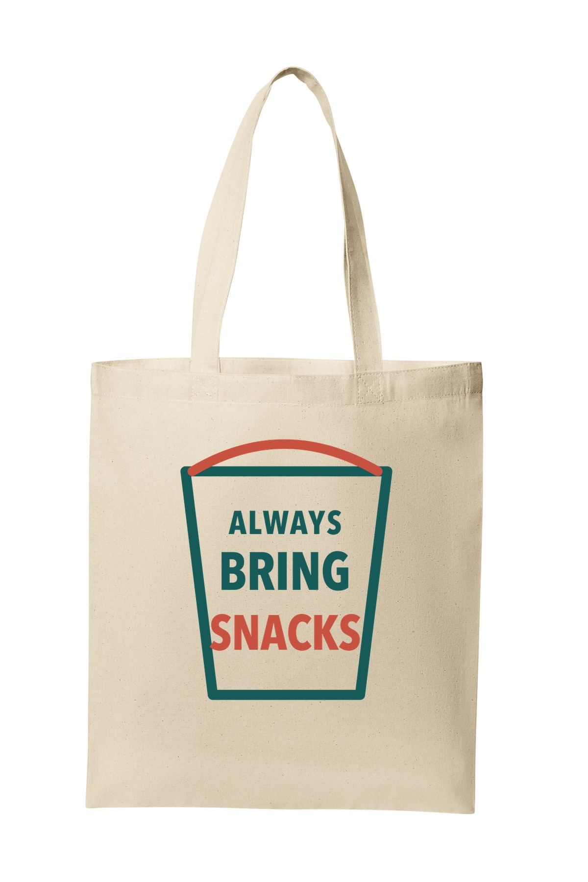 Always Bring Snacks tote bag mockup