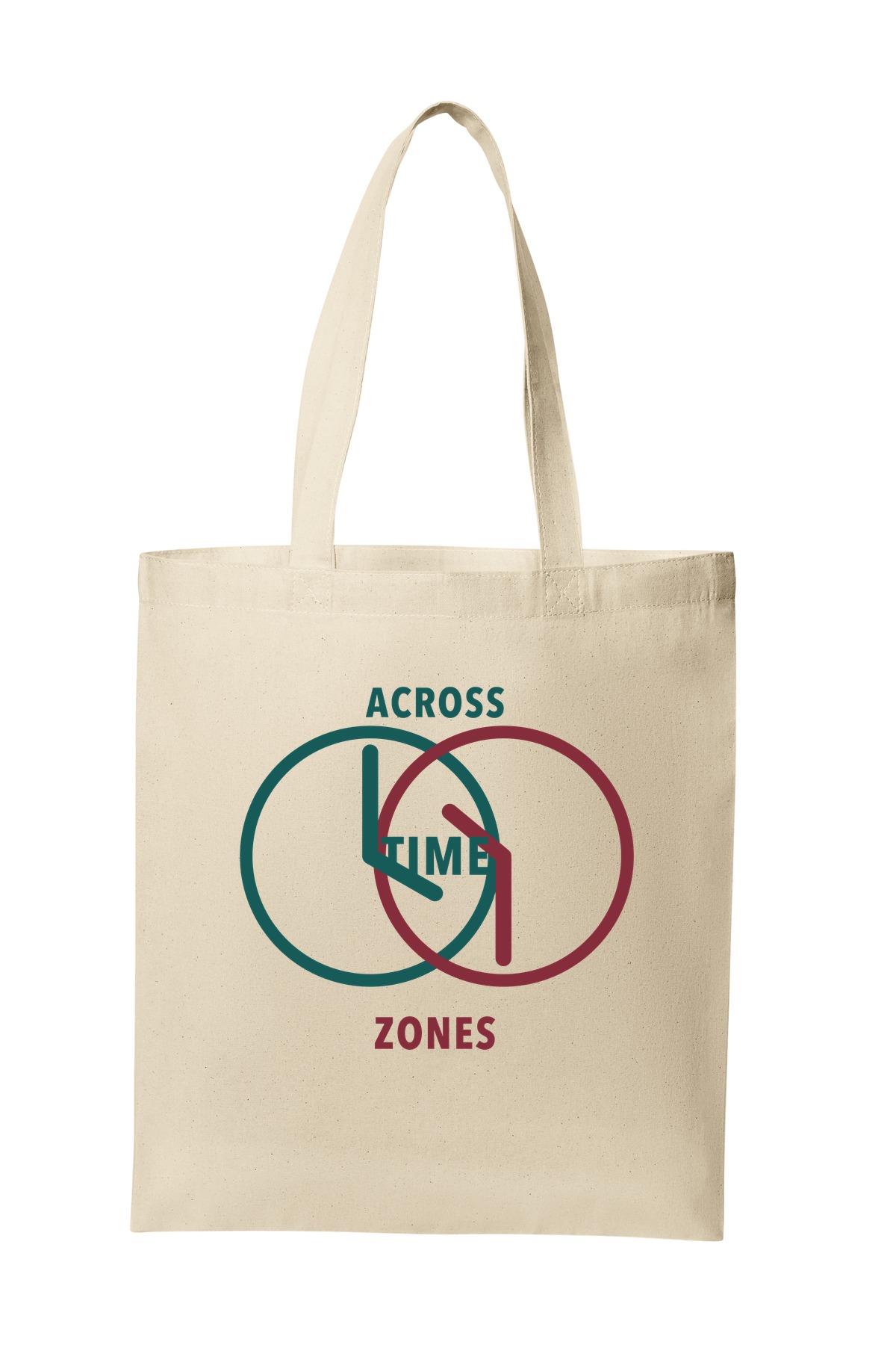 Across Time Zones tote bag mockup