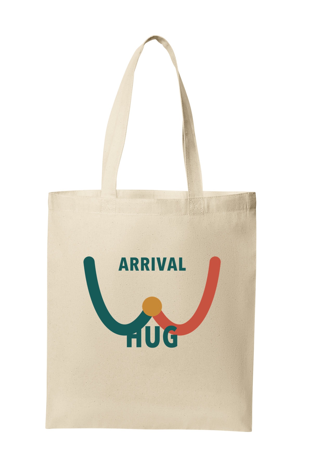 Arrival Hug tote bag mockup