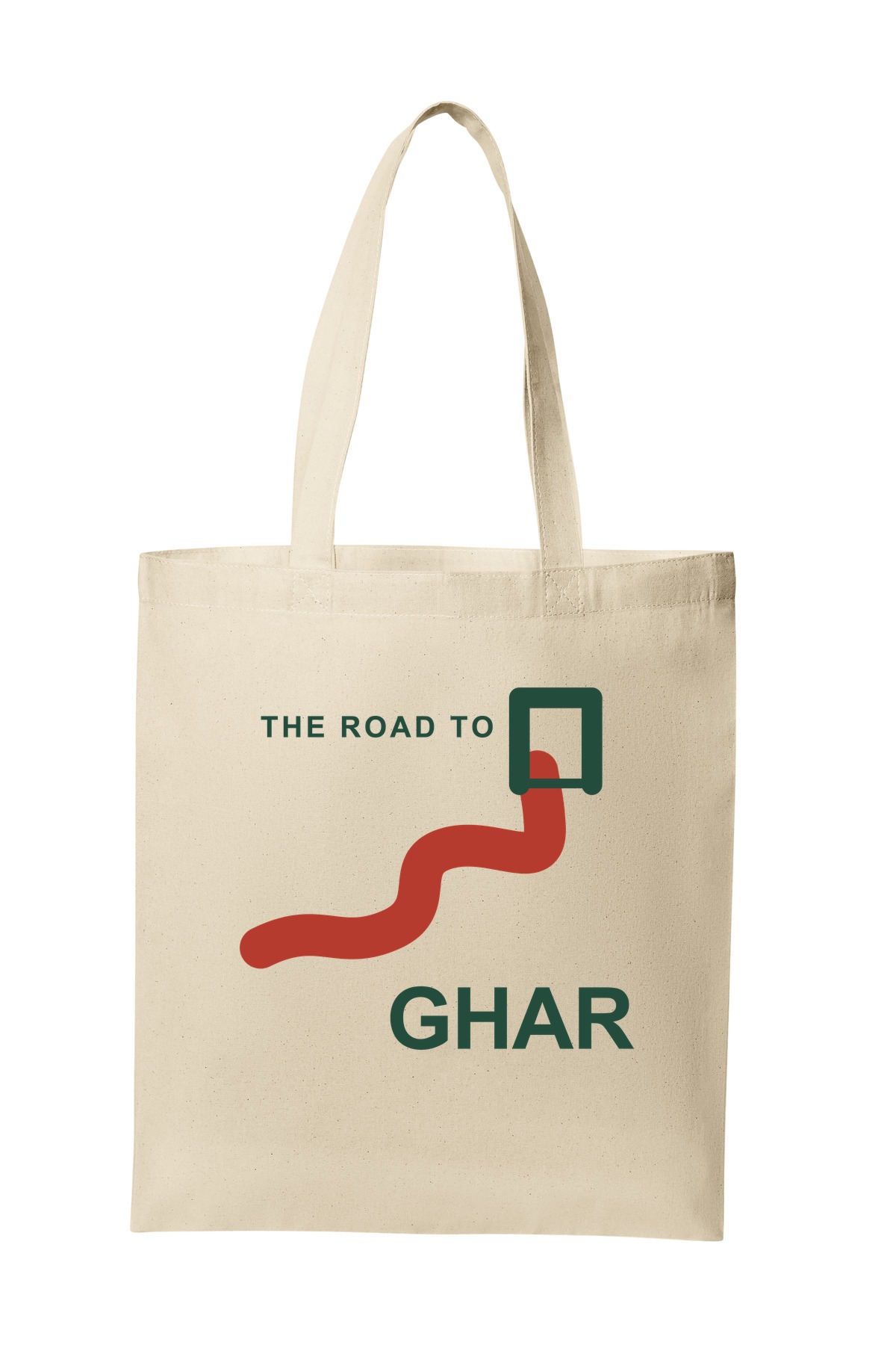 The Road to Ghar tote bag mockup