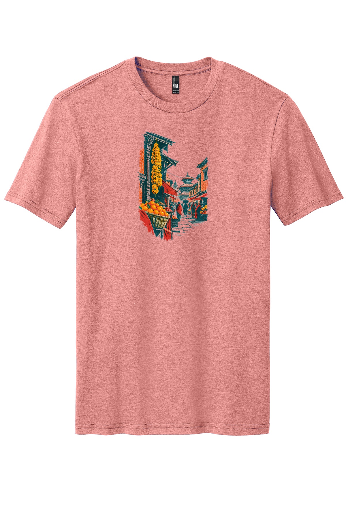 Kathmandu Market Lane on a Blush Frost flat T-shirt