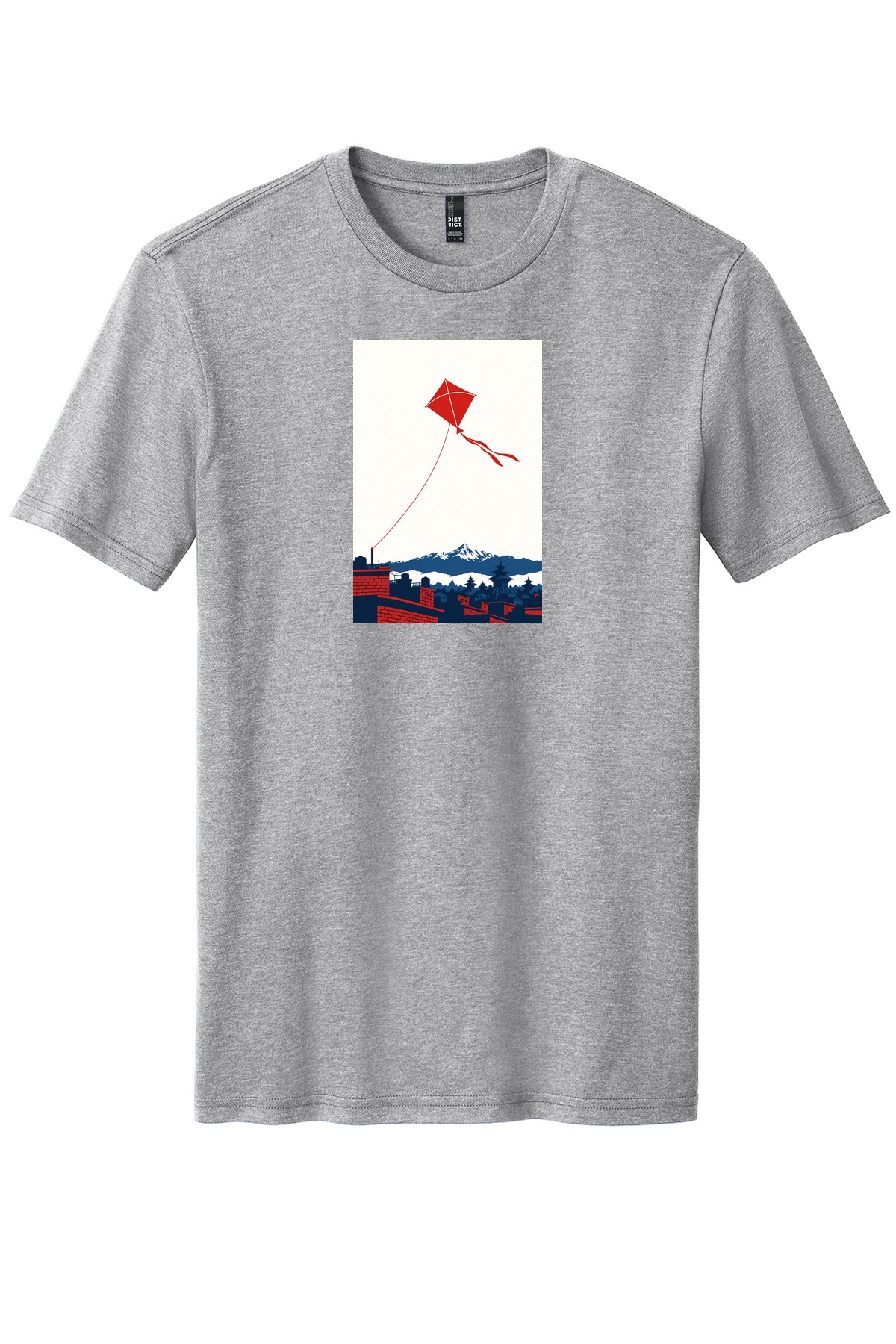 Dashain Rooftop Kite on a Light Heather Grey flat T-shirt