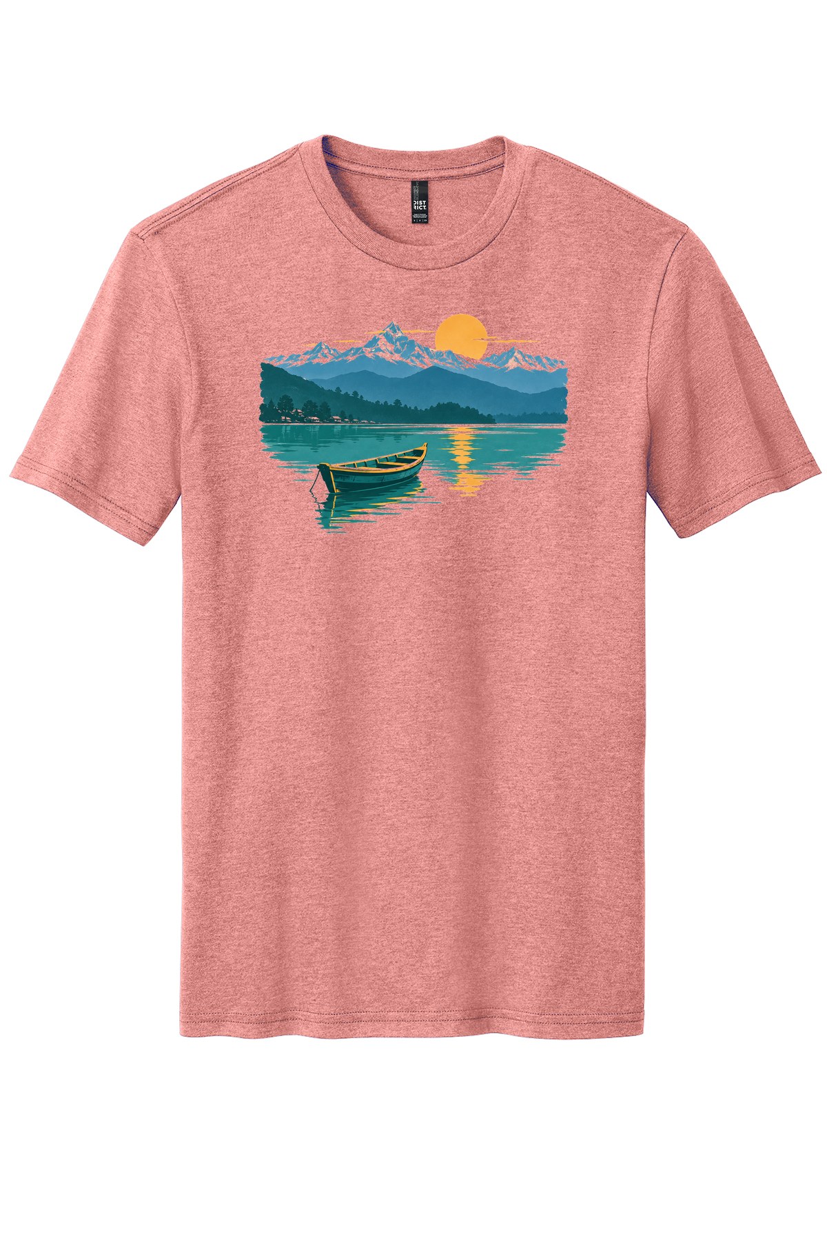 Pokhara Lake Morning on a Blush Frost flat T-shirt