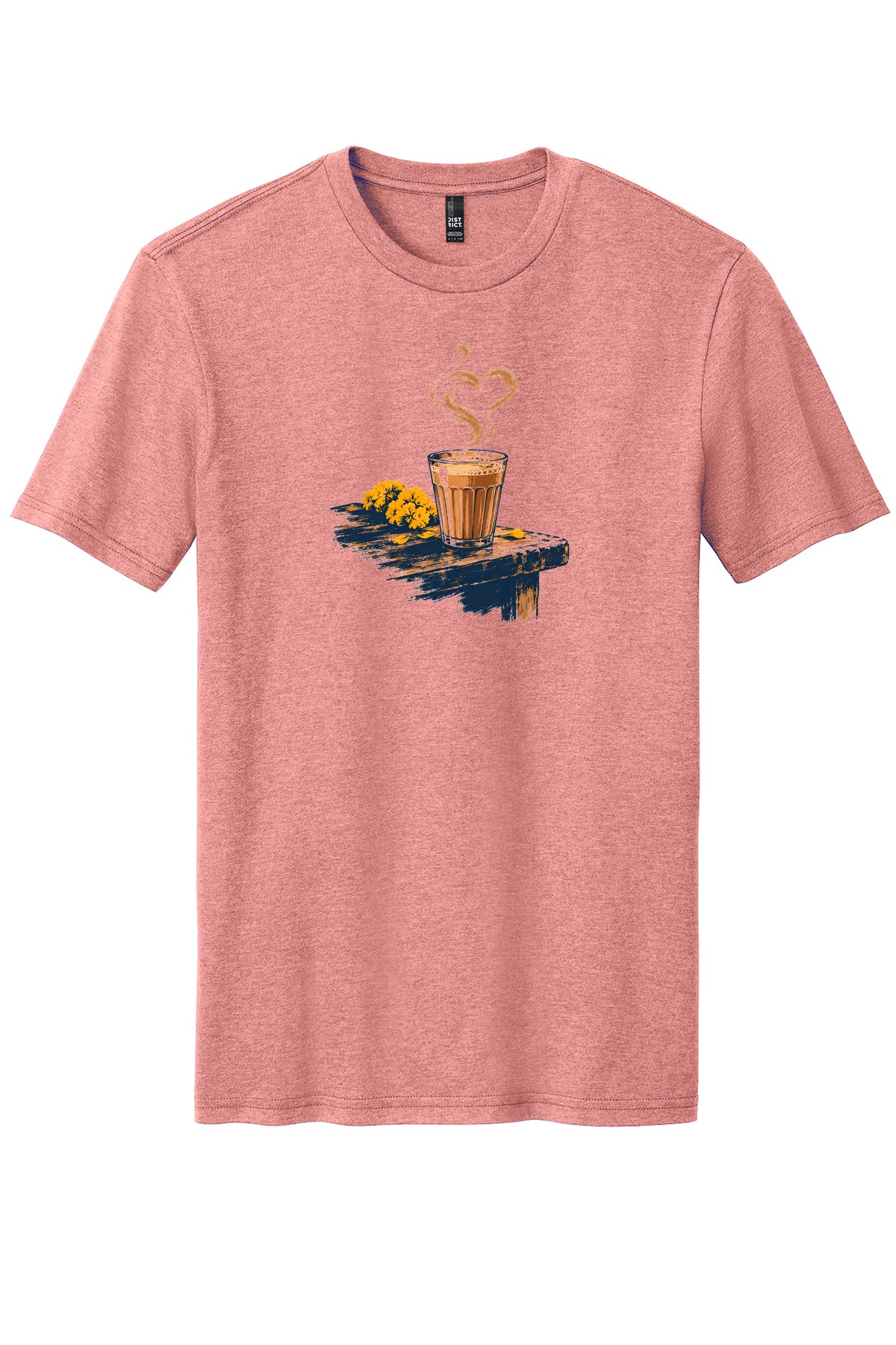 Chiya in a Ribbed Glass on a Blush Frost flat T-shirt