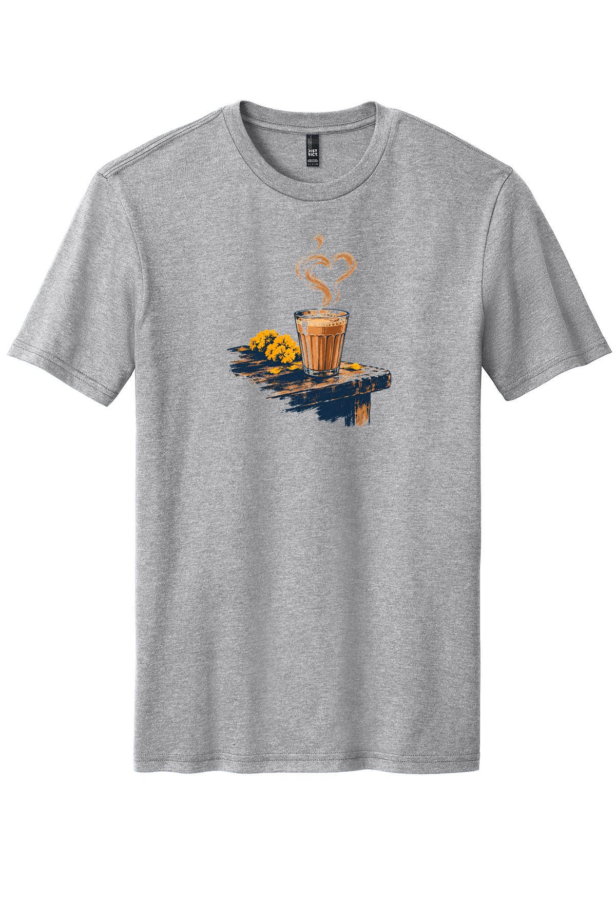 Chiya in a Ribbed Glass on a Light Heather Grey flat T-shirt