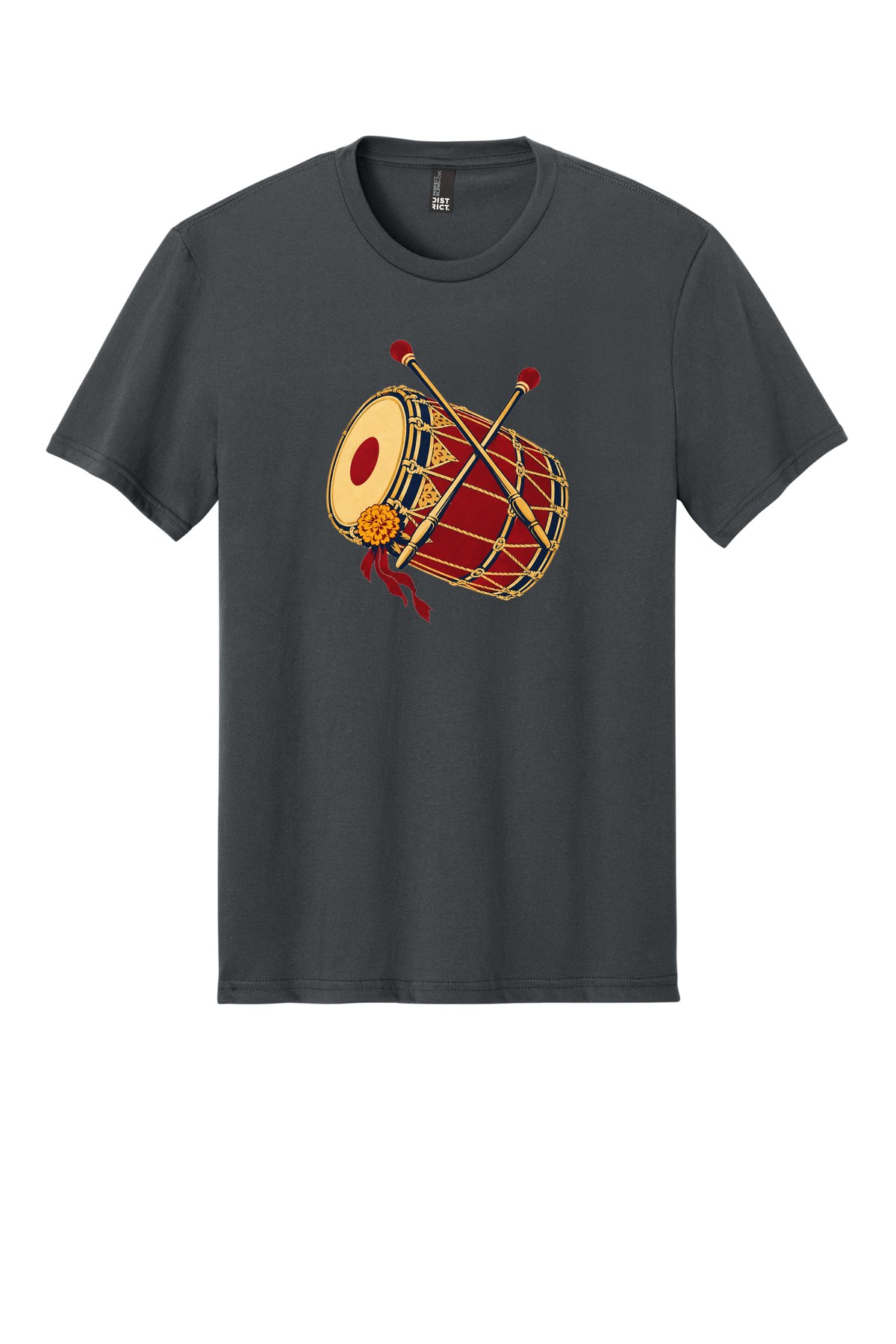 Indra Jatra Drum on a Charcoal flat T-shirt