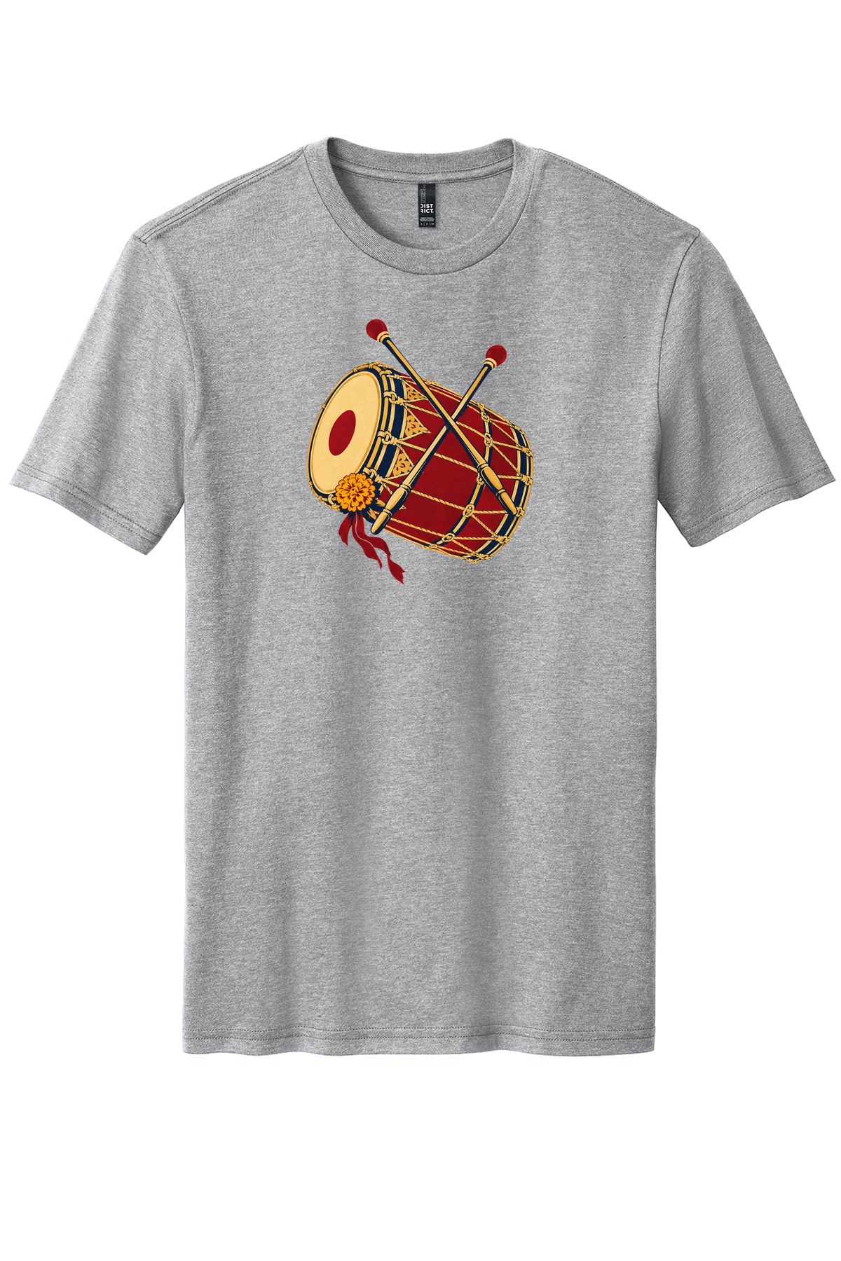 Indra Jatra Drum on a Light Heather Grey flat T-shirt
