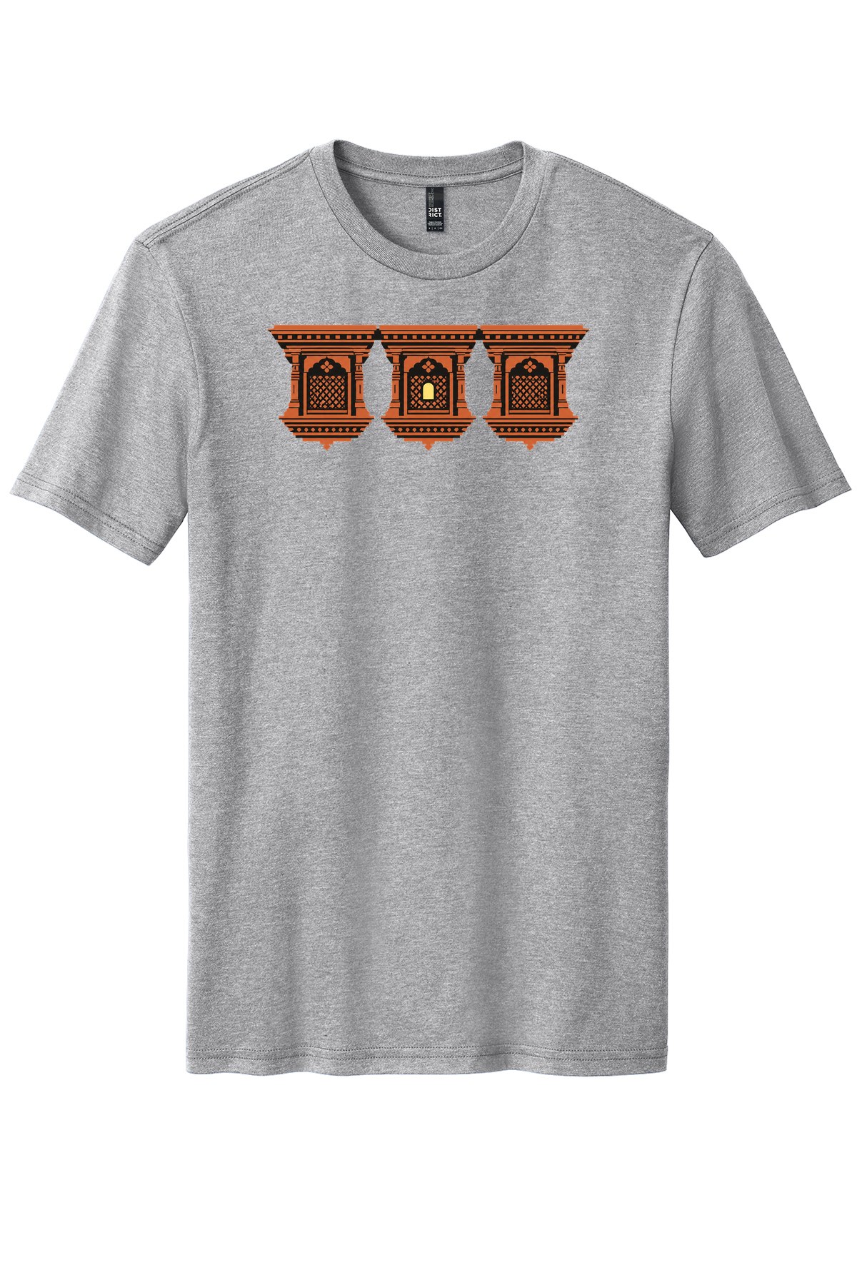 Bhaktapur Window Rhythm on a Light Heather Grey flat T-shirt