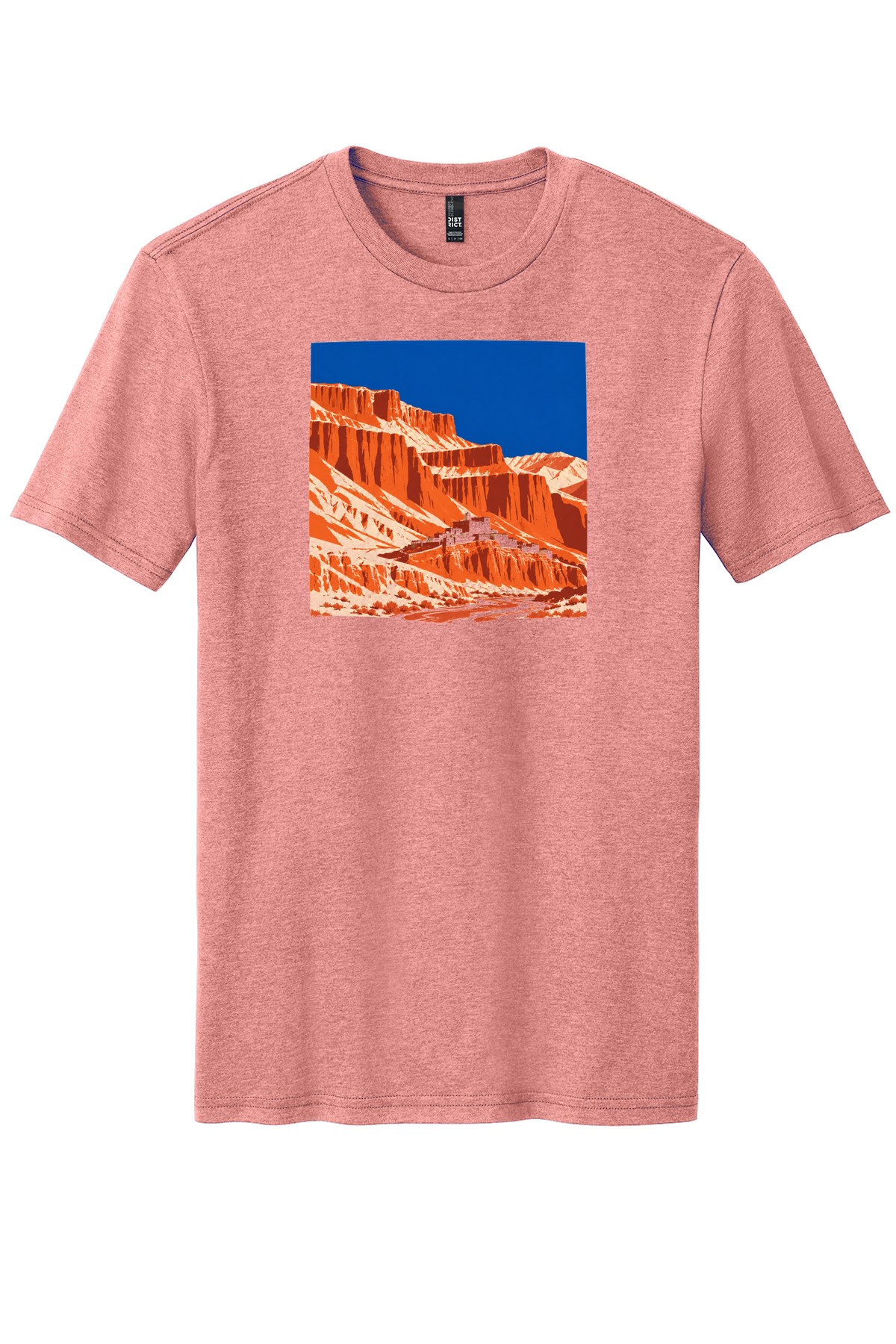 Mustang Red Cliffs on a Blush Frost flat T-shirt
