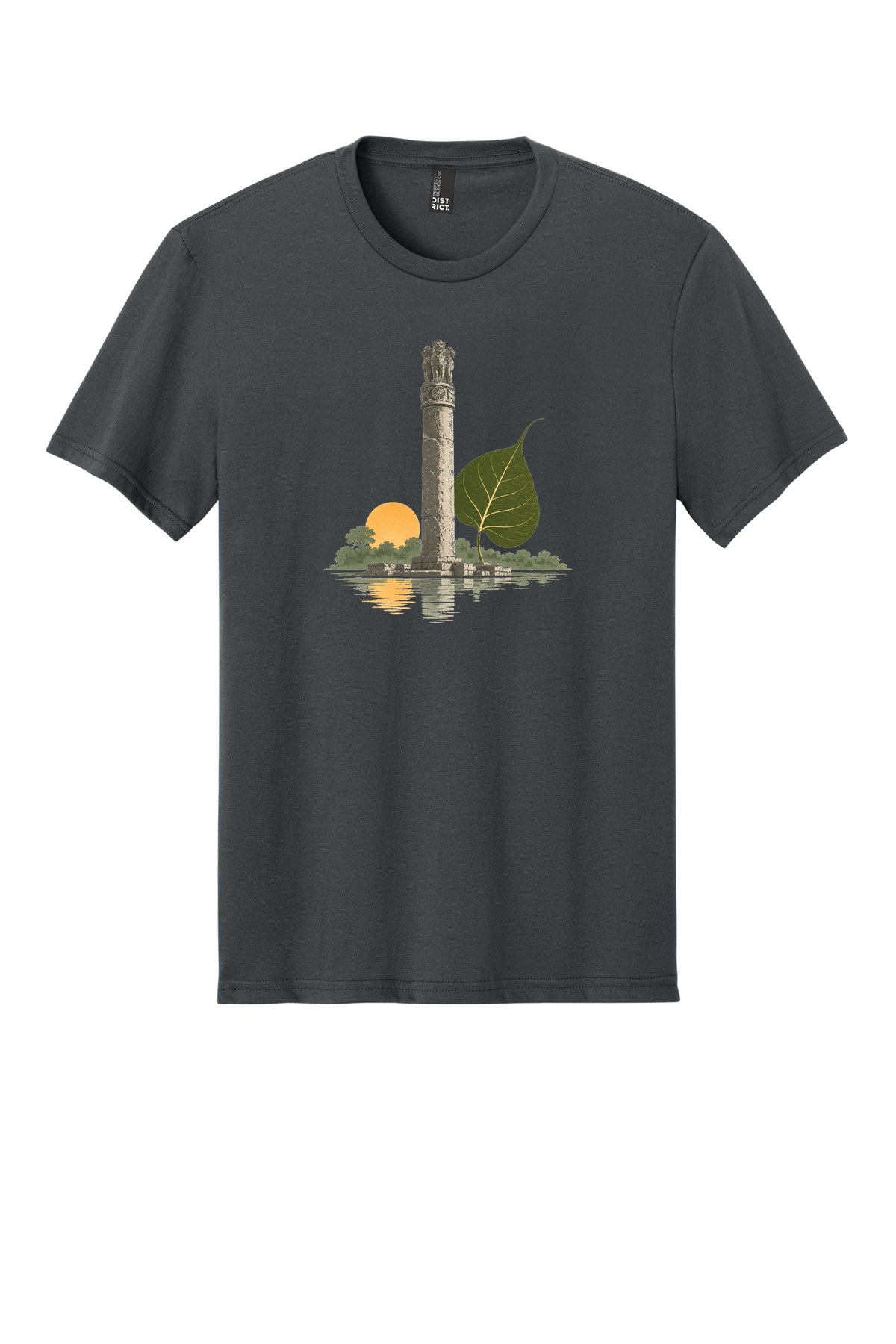 Lumbini Quiet on a Charcoal flat T-shirt