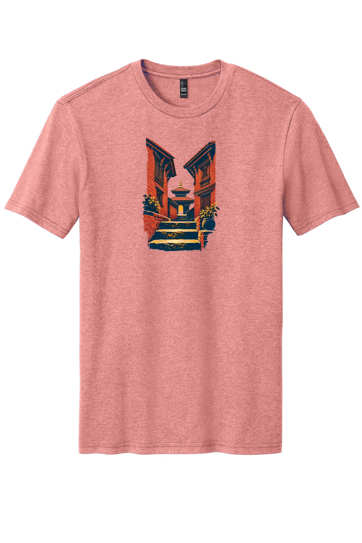 Kirtipur Steps on a Blush Frost flat T-shirt