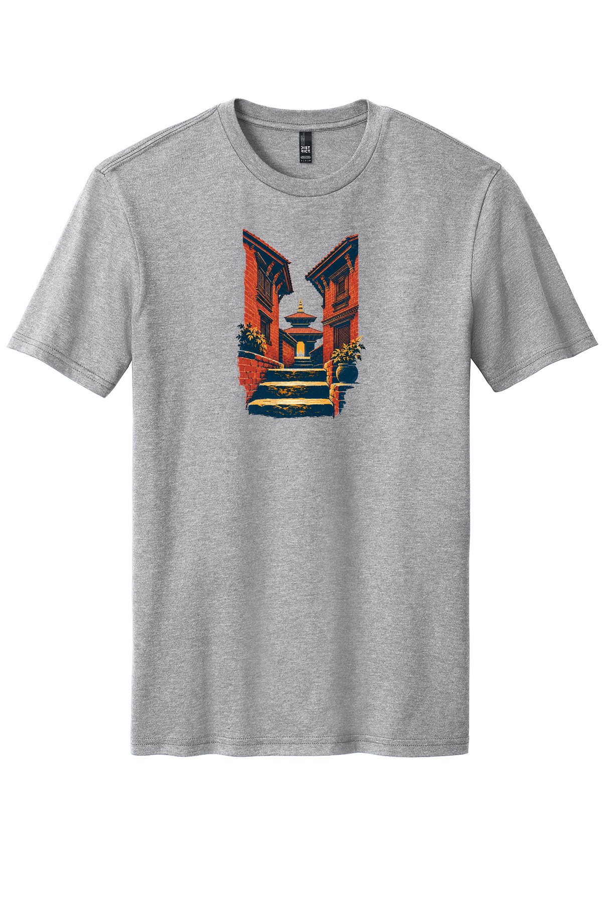 Kirtipur Steps on a Light Heather Grey flat T-shirt