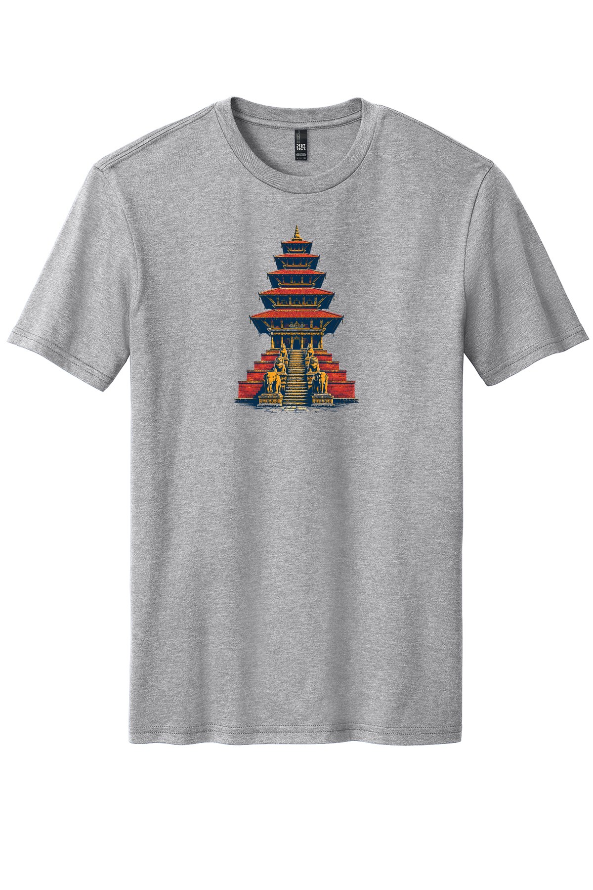Nyatapola Steps on a Light Heather Grey flat T-shirt