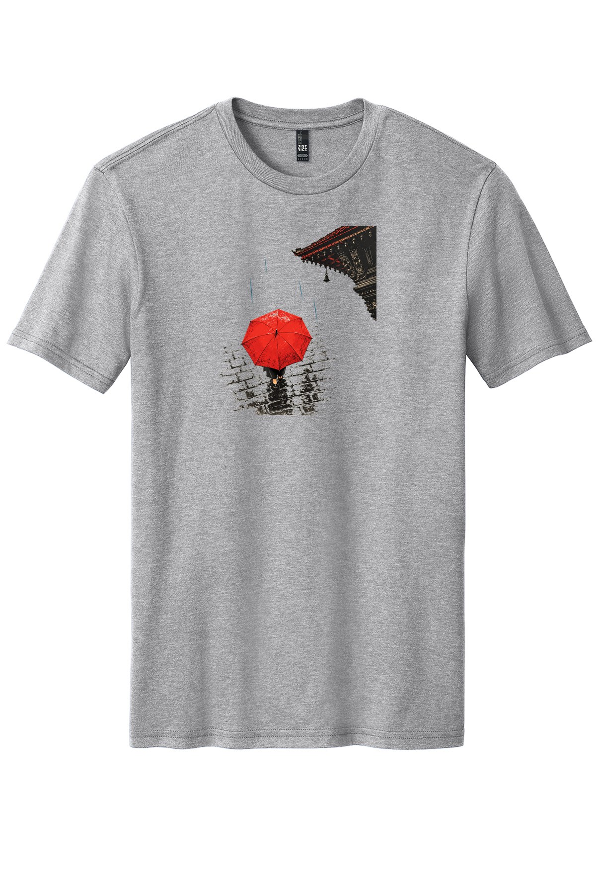 Kathmandu Monsoon Umbrella on a Light Heather Grey flat T-shirt