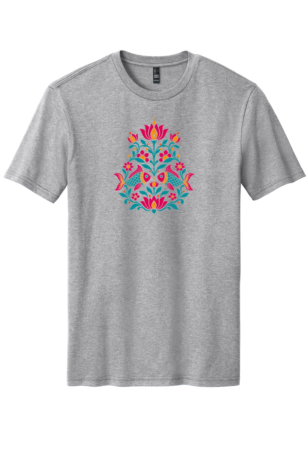 Janakpur Floral Courtyard on a Light Heather Grey flat T-shirt