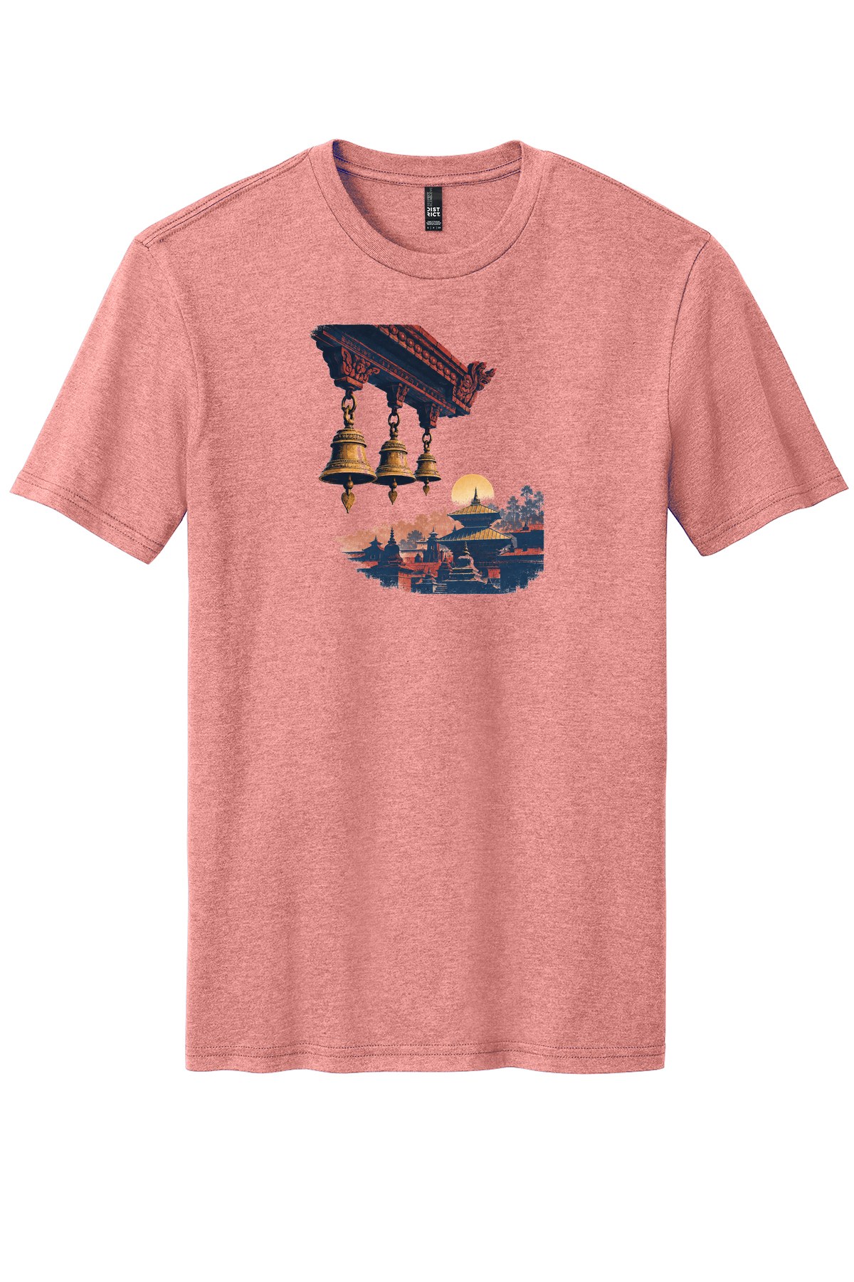 Pashupatinath Morning Bells on a Blush Frost flat T-shirt