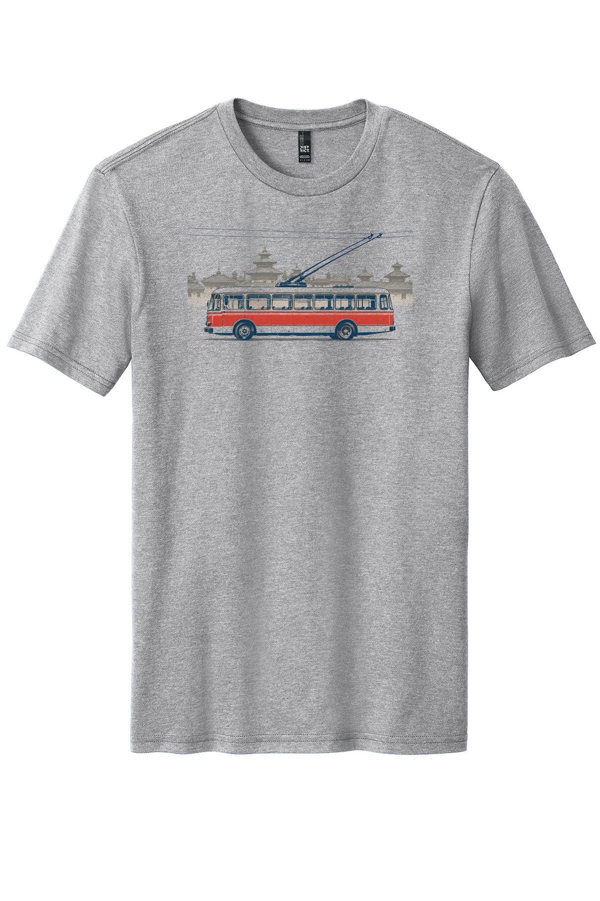 Kathmandu Trolleybus Memory on a Light Heather Grey flat T-shirt
