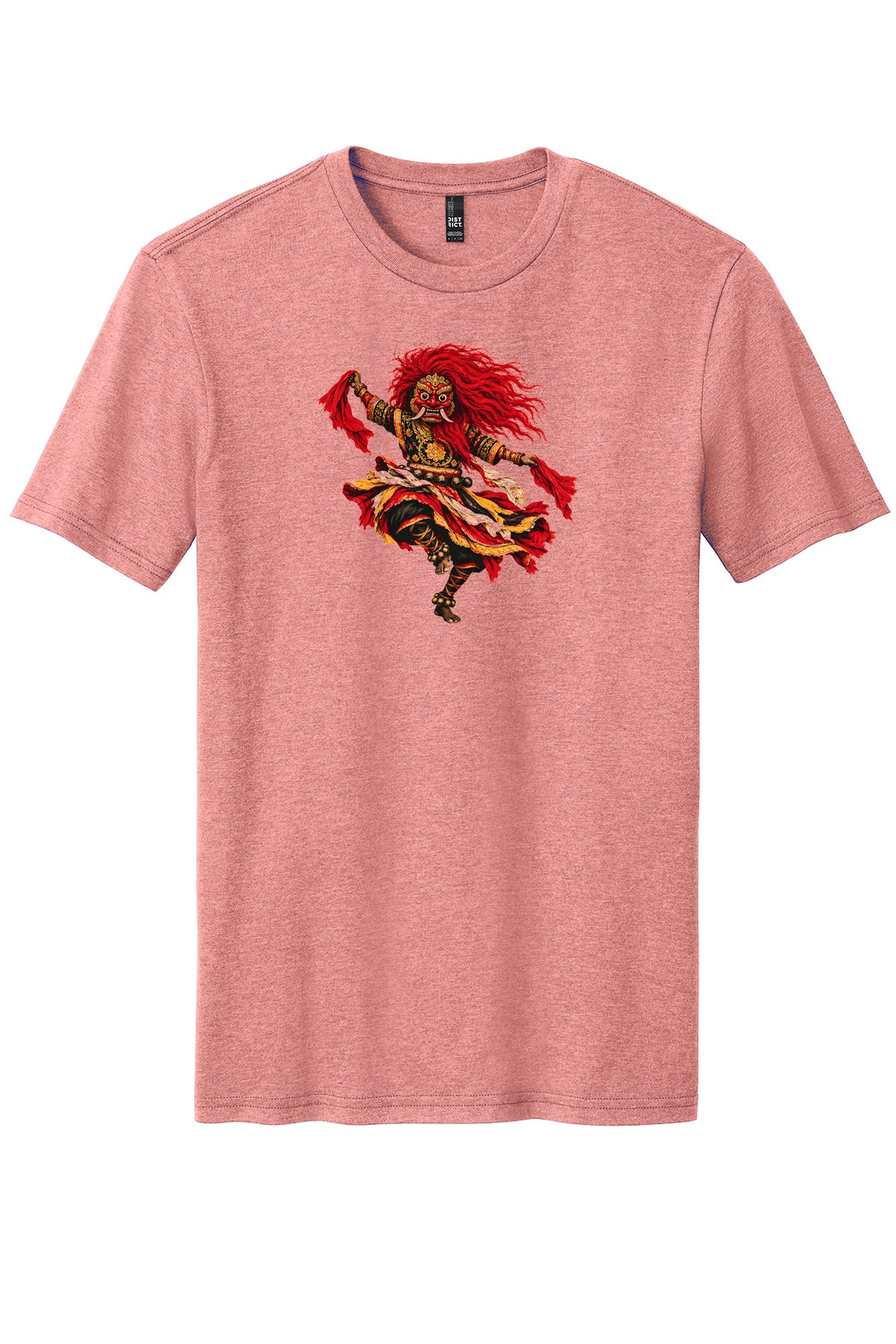 Indra Jatra Lakhey Dance on a Blush Frost flat T-shirt