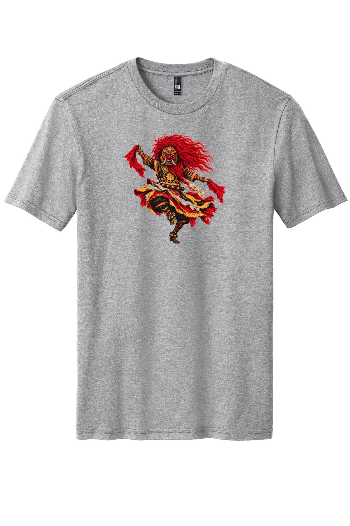 Indra Jatra Lakhey Dance on a Light Heather Grey flat T-shirt