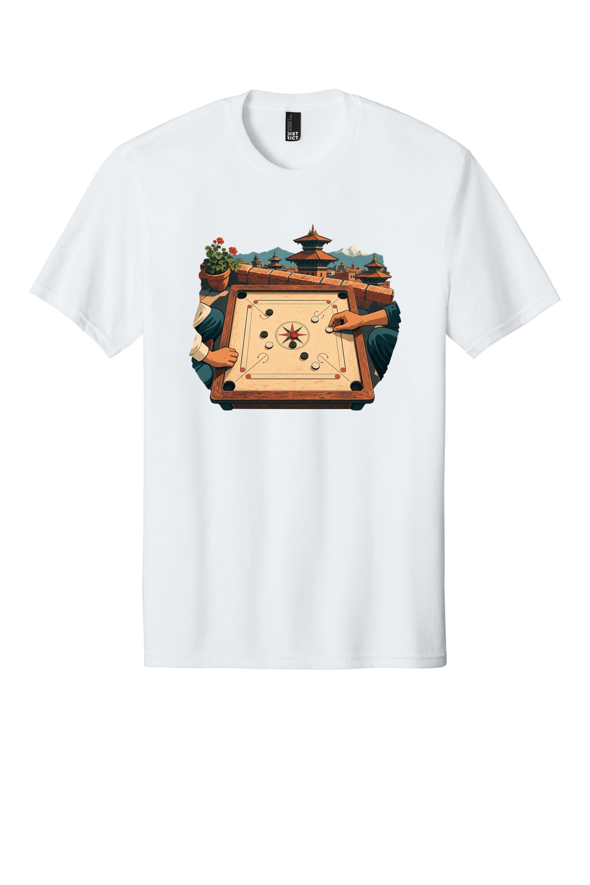 Kathmandu Rooftop Carrom t-shirt mockup