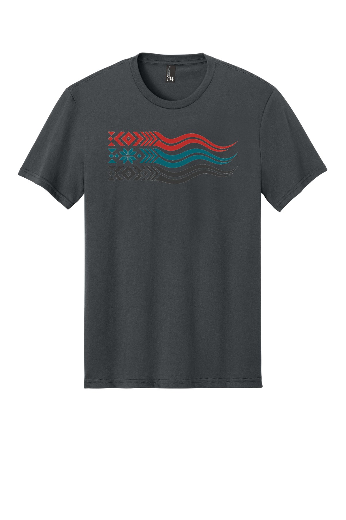 Dhaka Weave River on a Charcoal flat T-shirt