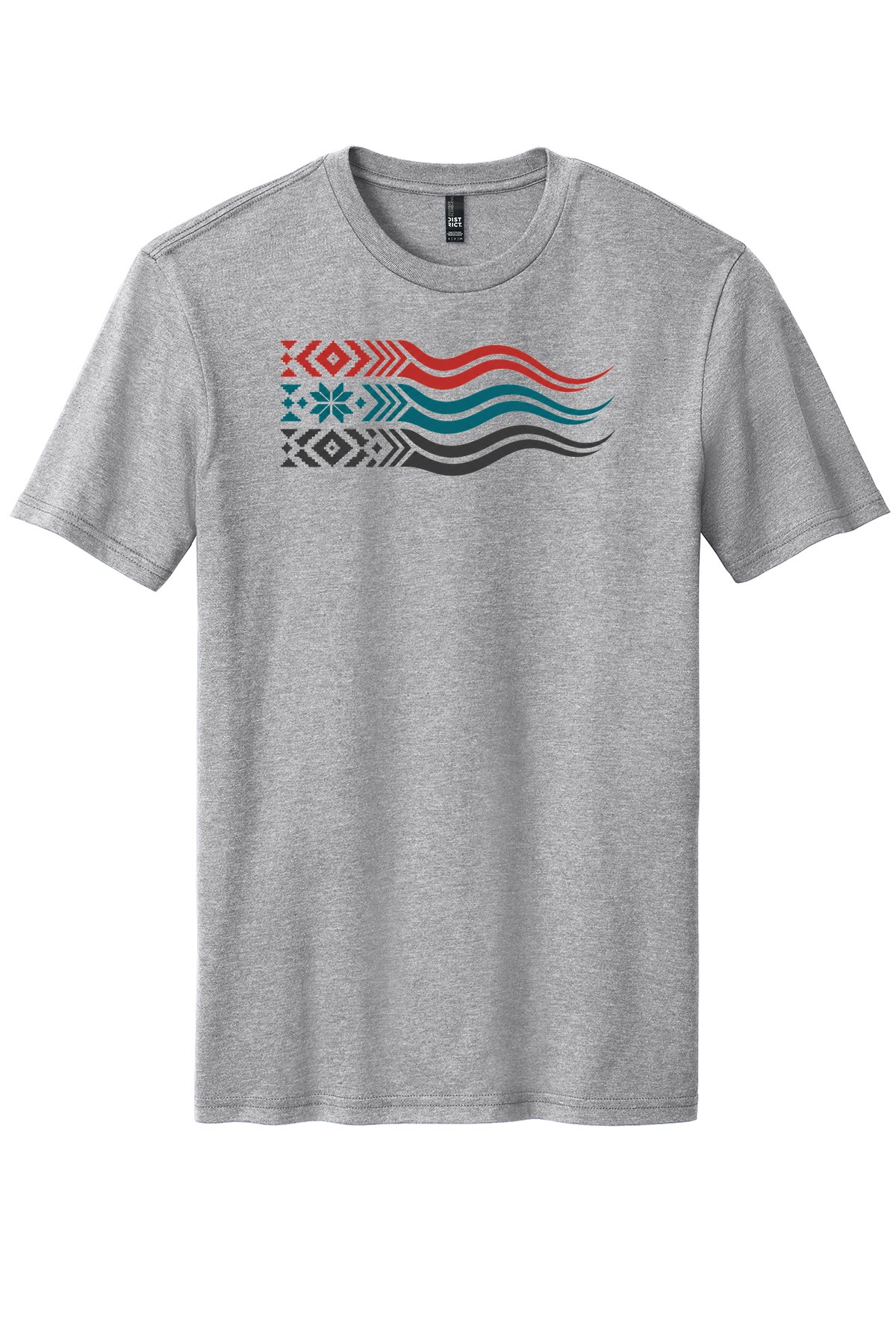 Dhaka Weave River on a Light Heather Grey flat T-shirt